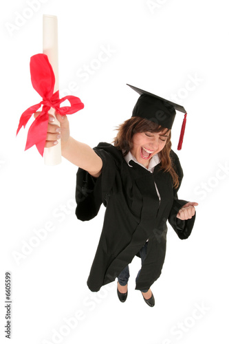 Photo: Female graduate holding a degree Female graduate holding a degree