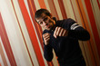 Young man throwing a punch
