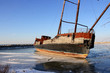 Remaining of a ship after fire. Remaining of a ship after fire.
