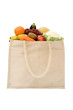 Jute shopping bag containing fresh fruit and vegetables