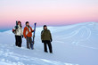 Foto: Three friends kiking Three friends kiking
