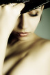 Beautiful woman portrait Photo with green filter