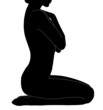 SILHOUETTE FEMME NUE A GENOUX