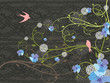 spring blue floral lace and pink swallows