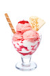 Strawberry ice cream in glass bowl Strawberry ice cream in glass bowl
