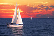 Sailboats at sunset