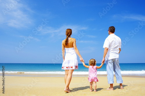 family on beach