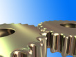 2 metal cogs isolated with clipping path