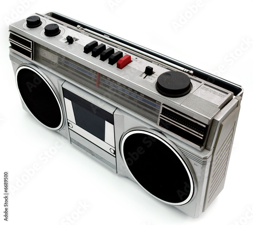 Photo: 1980s style portable cassette player radio perfect for retro sty 1980s style portable cassette player radio perfect for retro sty