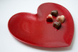 Heart Shaped Red Plate with Chocolates Heart Shaped Red Plate with Chocolates
