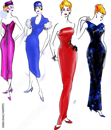 Illustration: Fashion History: 1950 Model Fashion History: 1950 Model