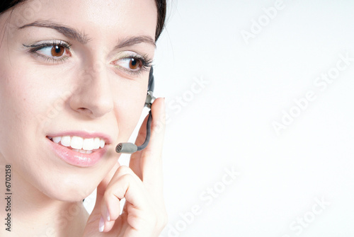 Frau mit Headset