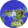 Globe, shaded relief, polar cap with ice cover