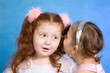 Two little girls talking in whispers