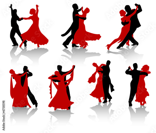 silhouettes of people dancing. Silhouettes of the pairs