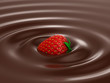 Strawberry in hot chocolate