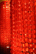 Red Chinese lanterns glowing at night