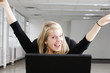 Portrait of a young business woman smiling.