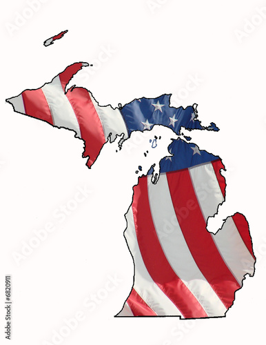 Photo: u.s. flag over Michigan u.s. flag over Michigan