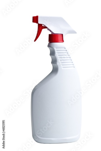 Photo: White spray bottle on a white background White spray bottle on a white background