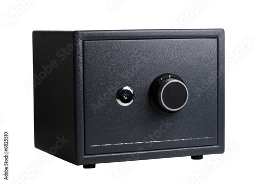 Photo: black steel safe on a white background black steel safe on a white background