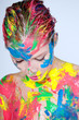 gesicht bunt farben frau