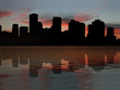 New Orleans skyline at sunset illustration