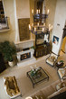 Living room with a fireplace and stylish decor.