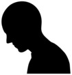 silhouette of head in thought or depression
