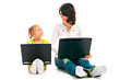 ma and child with laptop