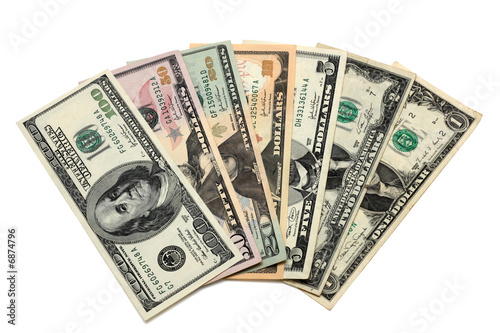 Foto : Dollar bills of 1,2,5,10,20,50 and 100 worth Dollar bills of 1,2,5,10,20,50 and 100 worth