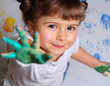 Little girl playing with colors Little girl playing with colors