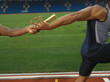 men having a relay race