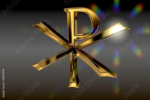 Illustration: Christliches Pax-Christi Symbol in Gold Christliches Pax-Christi Symbol in Gold