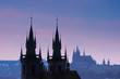 Czech Republic, Prague, silhouette of Tyn church