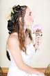 Beautiful young bride in wedding dress.