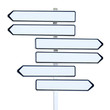 6 panneaux directions sur fond blanc