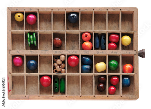 Photo: beads in a wood type box beads in a wood type box