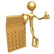 Accountant With Giant Golden Calculator Giving Thumbs Up 