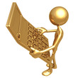 Accountant With Giant Golden Calculator