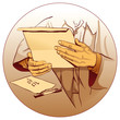 Illustration: reading letter reading letter