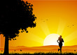Running at sunset