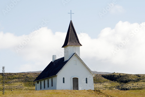 Photo: Church in deserted landscape in Iceland Church in deserted landscape in Iceland
