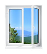 new opened plastic glass window frame isolated