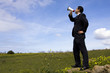 Businessman speaking with a megaphone