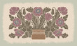 Poppies in a flowerpot. Decorative pattern.