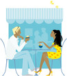 Couple at the cafe outdoors