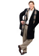 Portrait of a business man leaning against white background