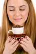 beautiful girl enjoy in coffee