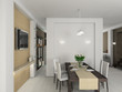3D render modern interior of dining-room 3D render modern interior of dining-room